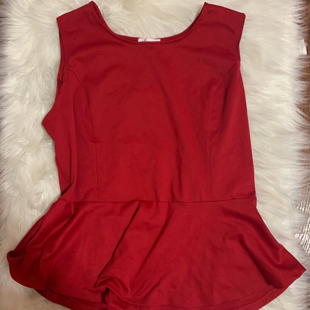 Plus Size Red Peplum Sleeveless Top
